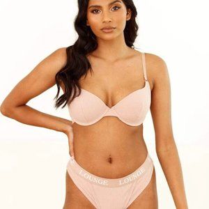 Lounge Underwear Ultra Comfort Ribbed T Shirt Bra & Thong Set